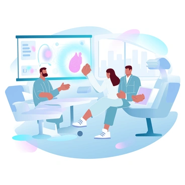 Doctors using advanced technology to diagnose and treat patients in a high-tech clinic