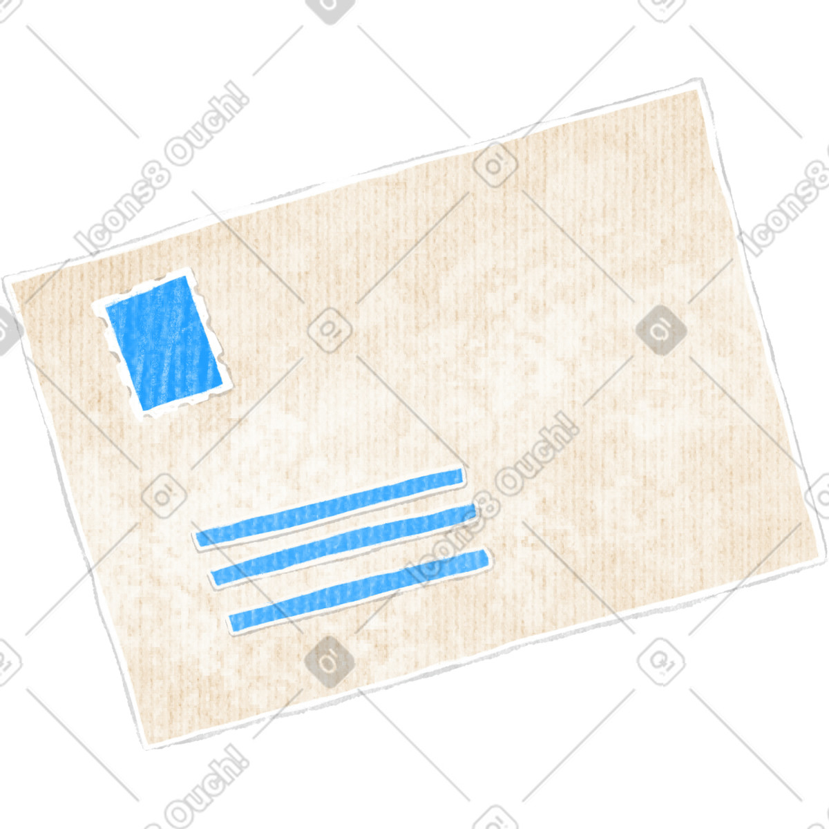 Beige letter with a stamp illustration in Crafty style download in PNG, SVG