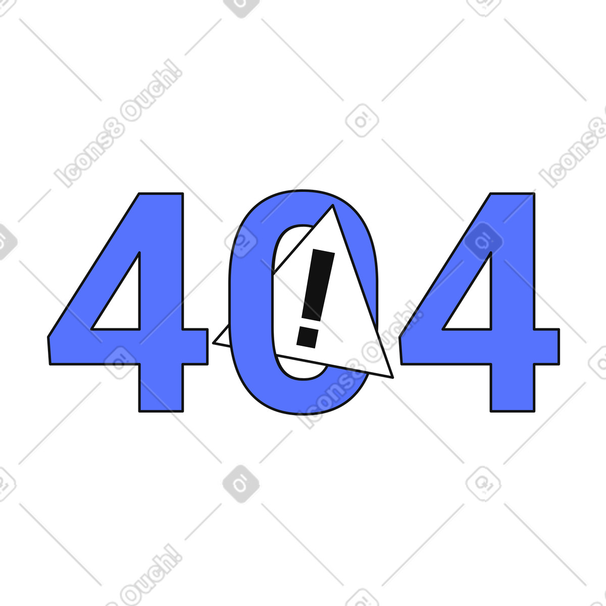 Иллюстрация Website 404 error message with alert triangle and exclamation symbol в стиле Main — скачать в форматах PNG, SVG