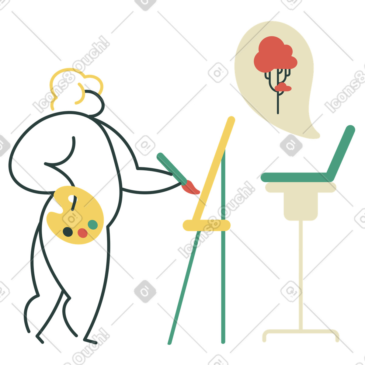 Corso di arte online illustrazione in stile Macaroni scarica in PNG, SVG