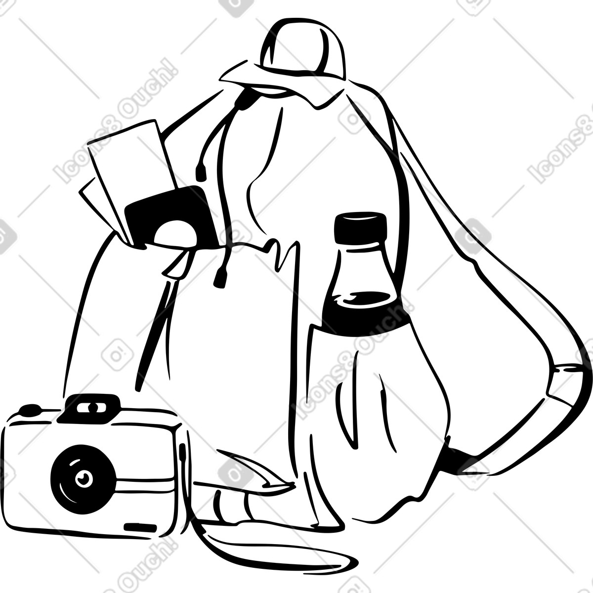 Иллюстрация Backpack for travel and camera в стиле Line — скачать в форматах PNG, SVG