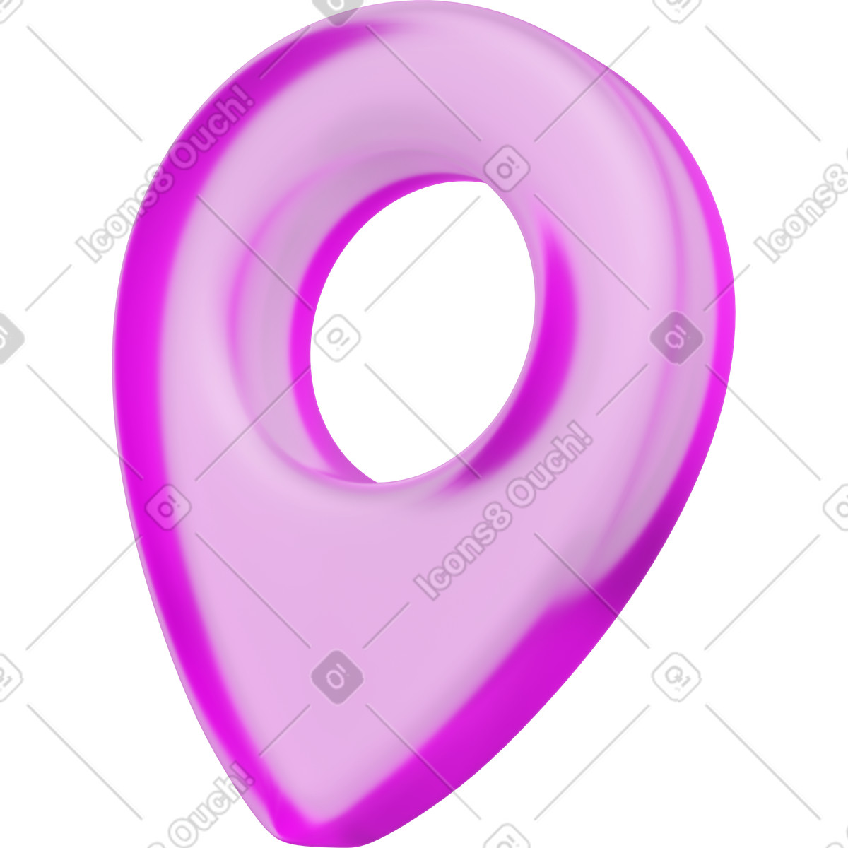 Illustration Marqueur de localisation rose, symbole d'épingle sur la carte, point destination dans le style 3D Playful à télécharger aux formats PNG, SVG