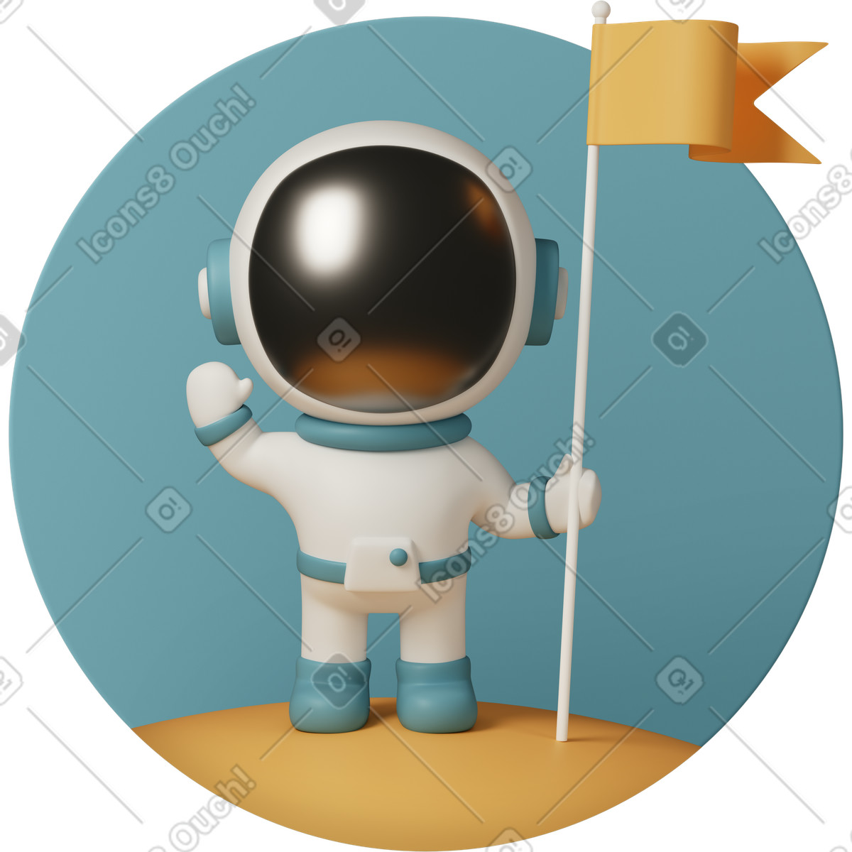 Ilustração de Cute astronaut stands with flag em no estilo 3D Casual life para baixar em PNG, SVG