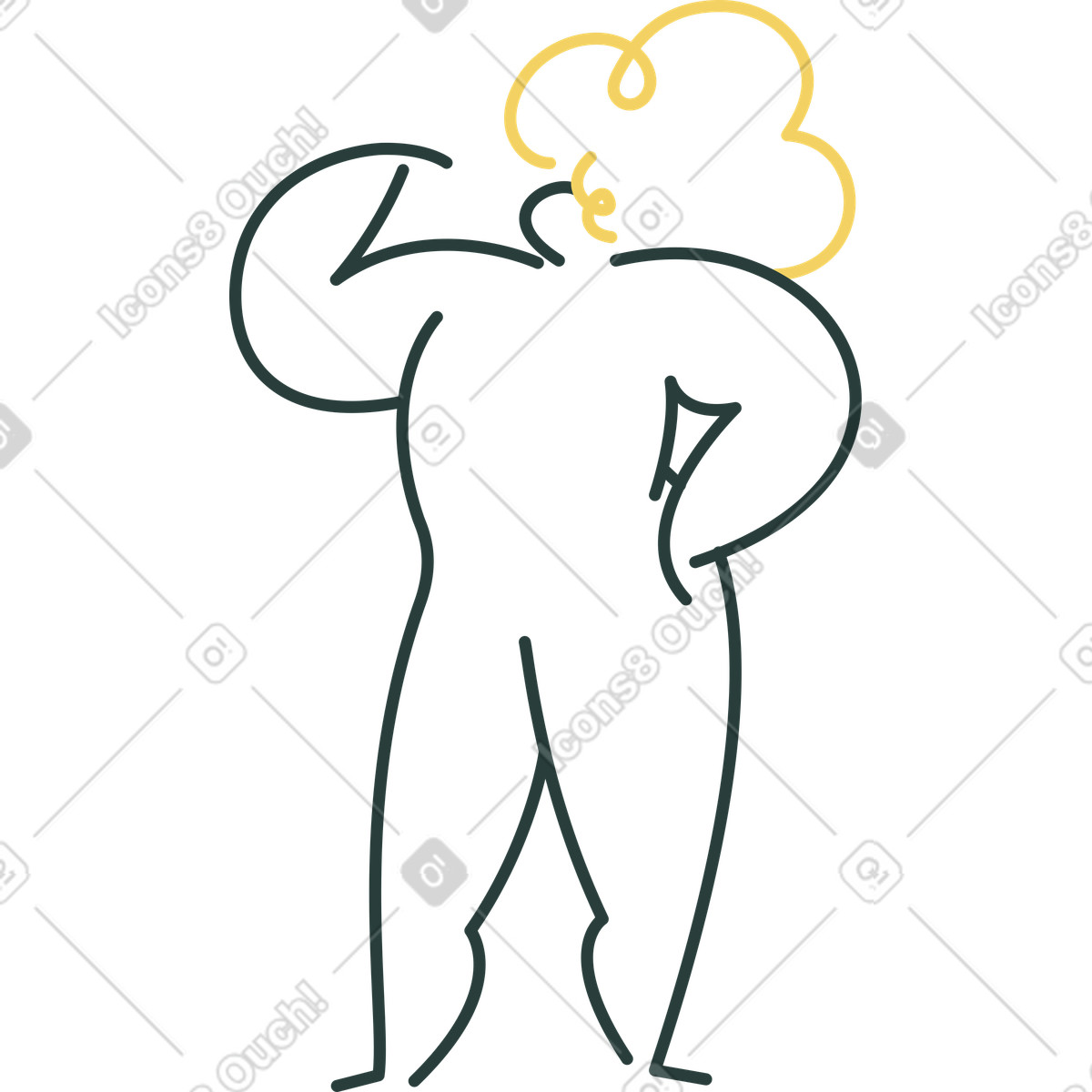 Macaroni スタイルの Man with yellow outline hair and hand up のイラストをPNG、SVG形式でダウンロード