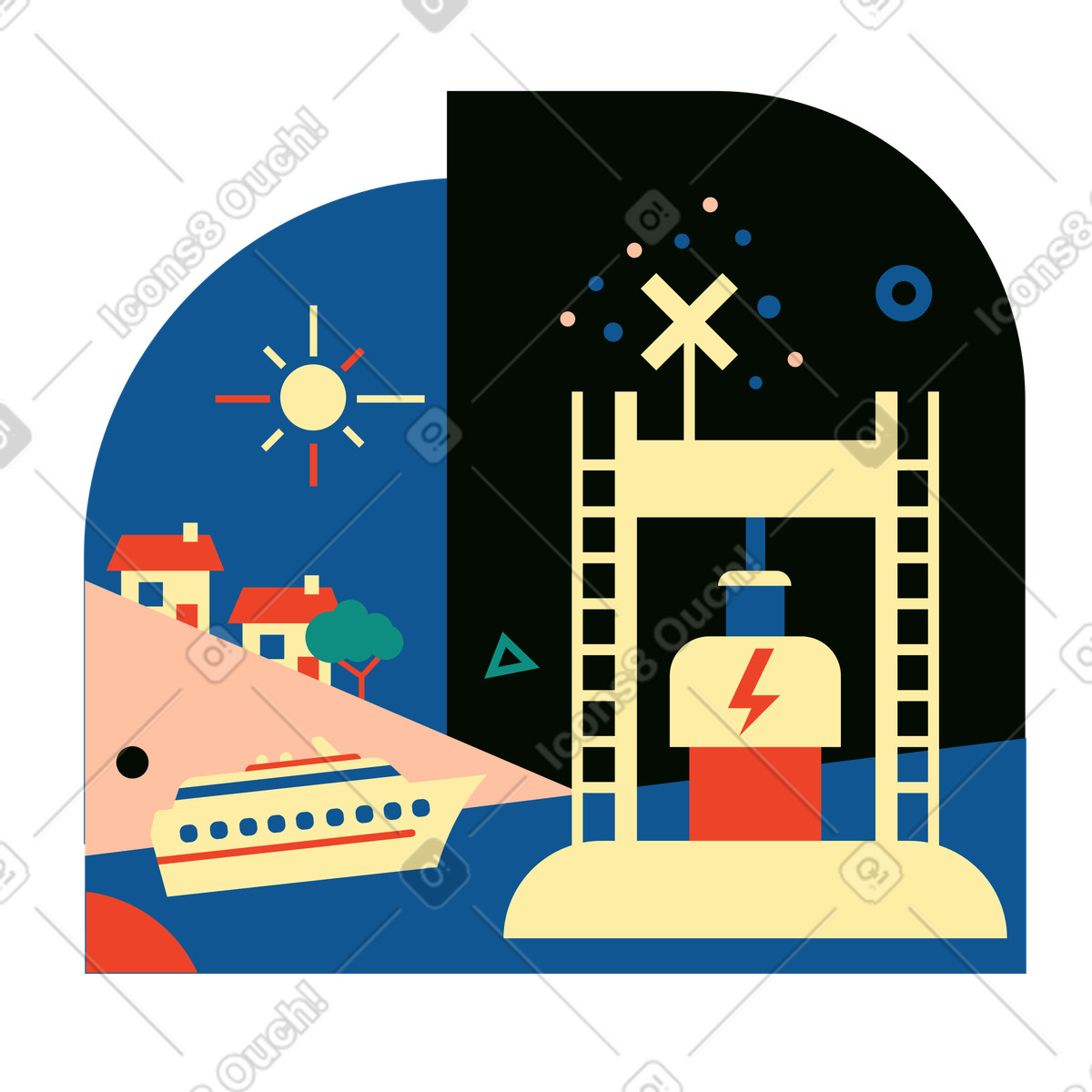 Ilustración Convertidor de energía undimotriz en estilo Polar a descargar en PNG y SVG