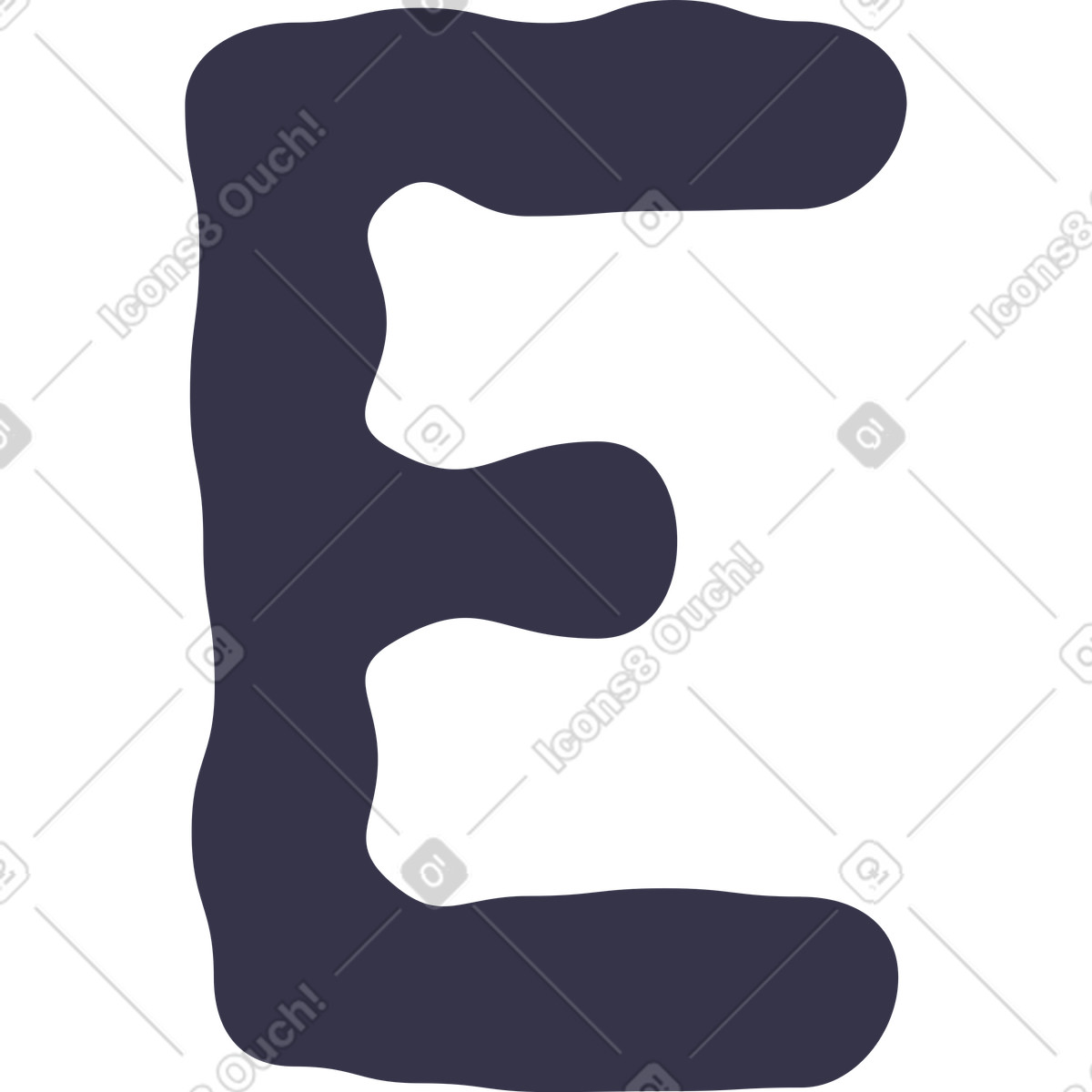 Letter e-Illustration im Stripy-Stil als Download in PNG, SVG