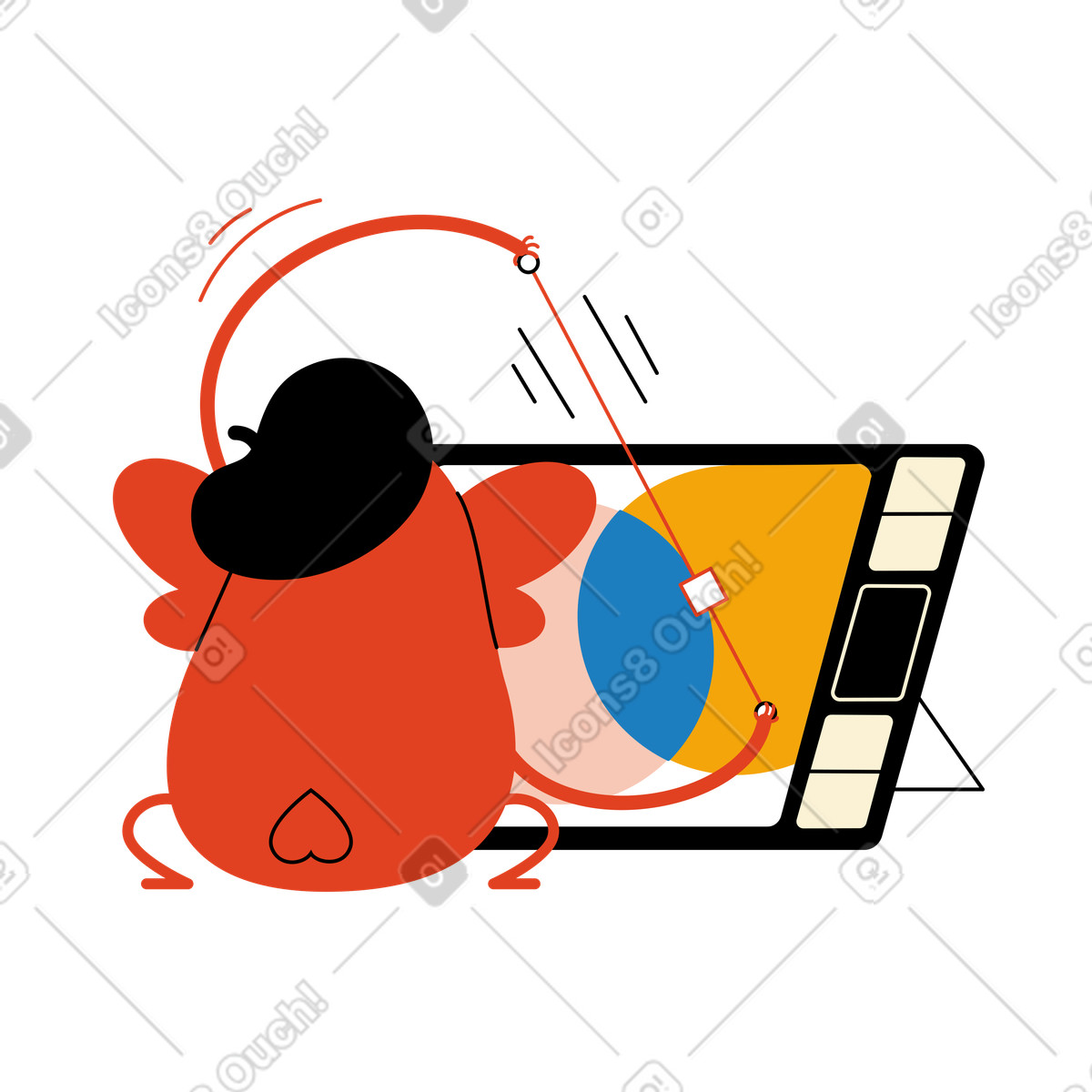 Designer che lavora su tavoletta grafica illustrazione in stile Jelly scarica in PNG, SVG