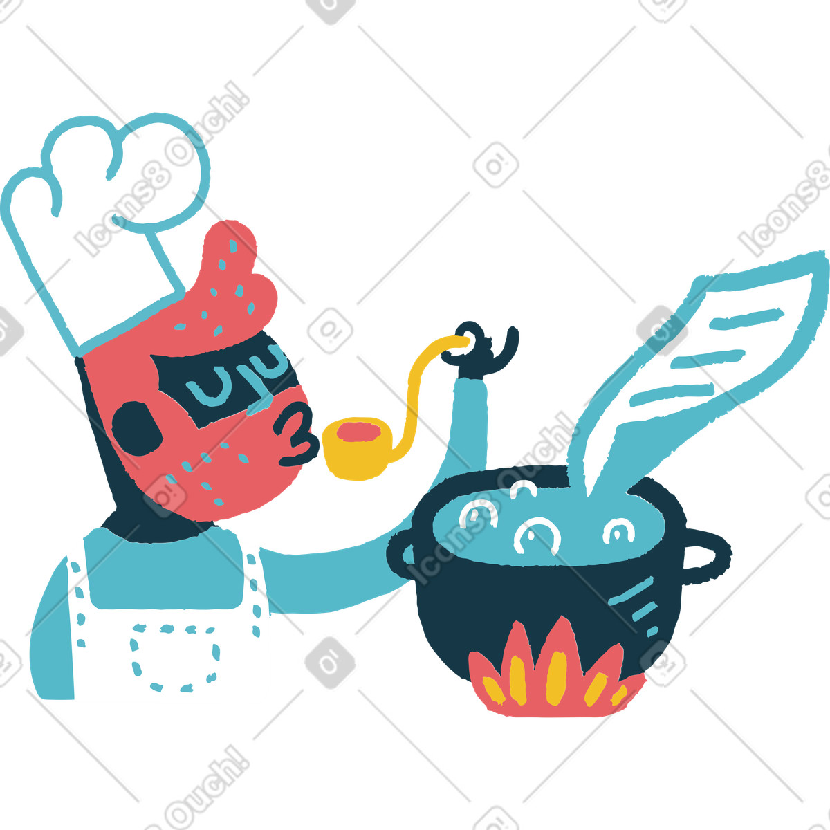 Cucinare illustrazione in stile Flamenco scarica in PNG, SVG