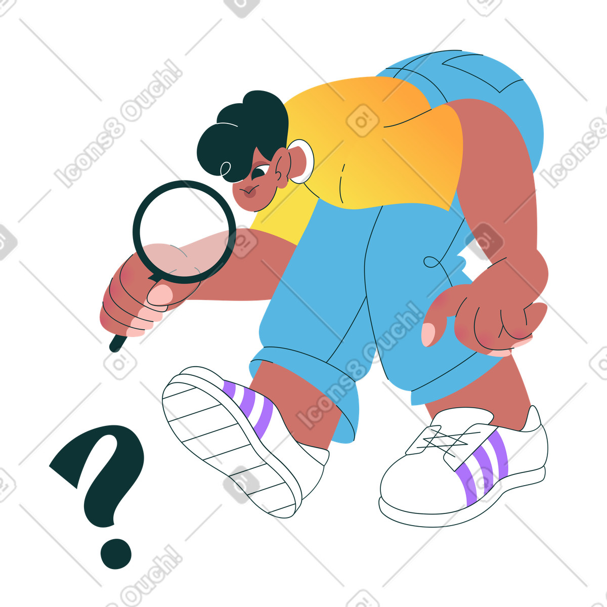 Ilustración Searching for answers, problem solving or discovery en estilo Florid a descargar en PNG y SVG