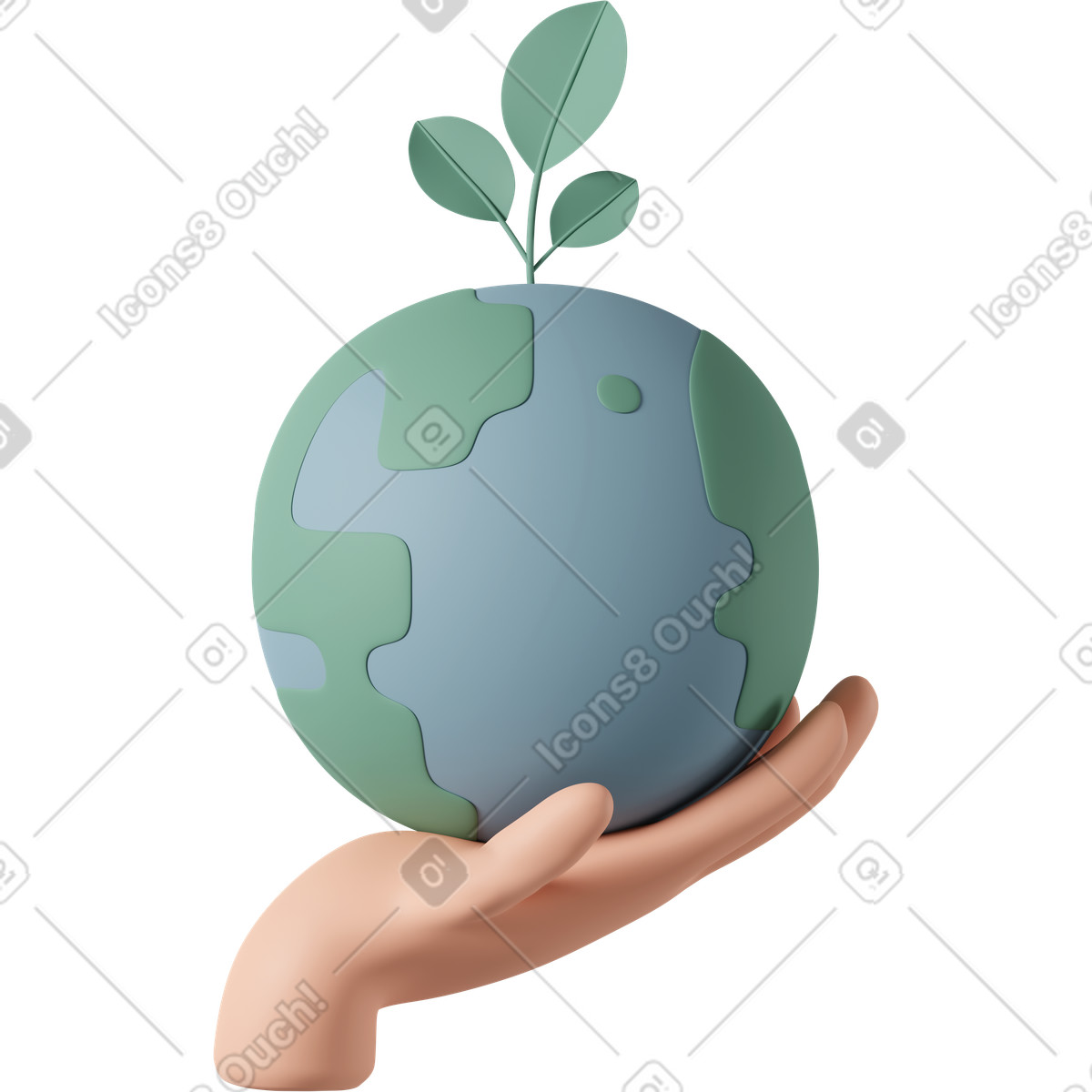 흙 위에 식물 새싹이 돋아난 모습, 자연 보존 및 기후 행동 illustration in 3D Casual life style download in PNG, SVG