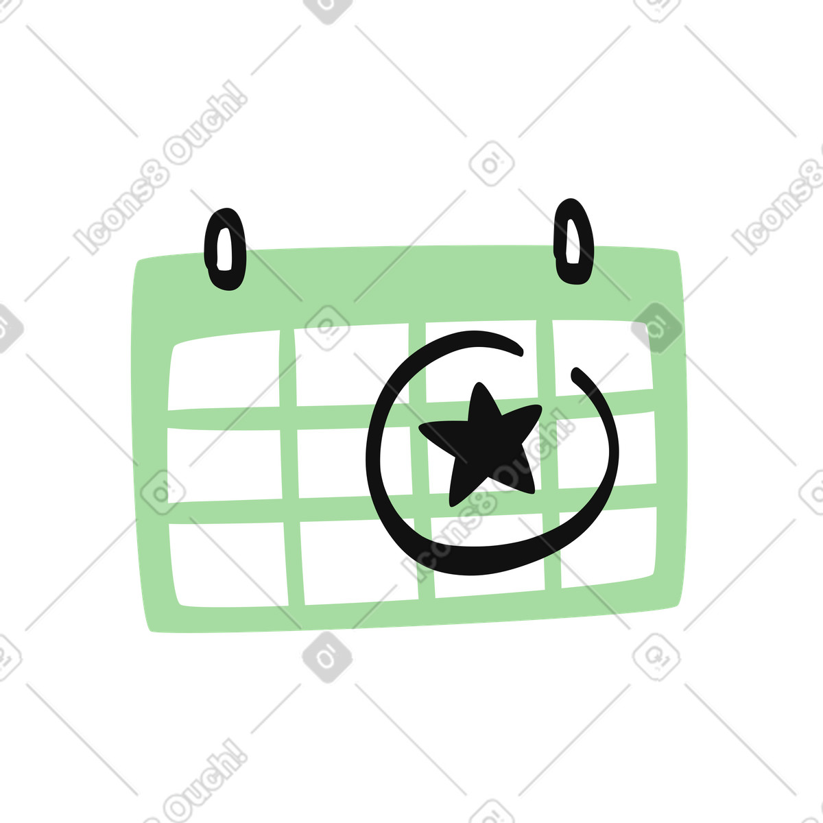 Schedule planner grid highlighting special appointment date with star illustrazione in stile Organic scarica in PNG, SVG