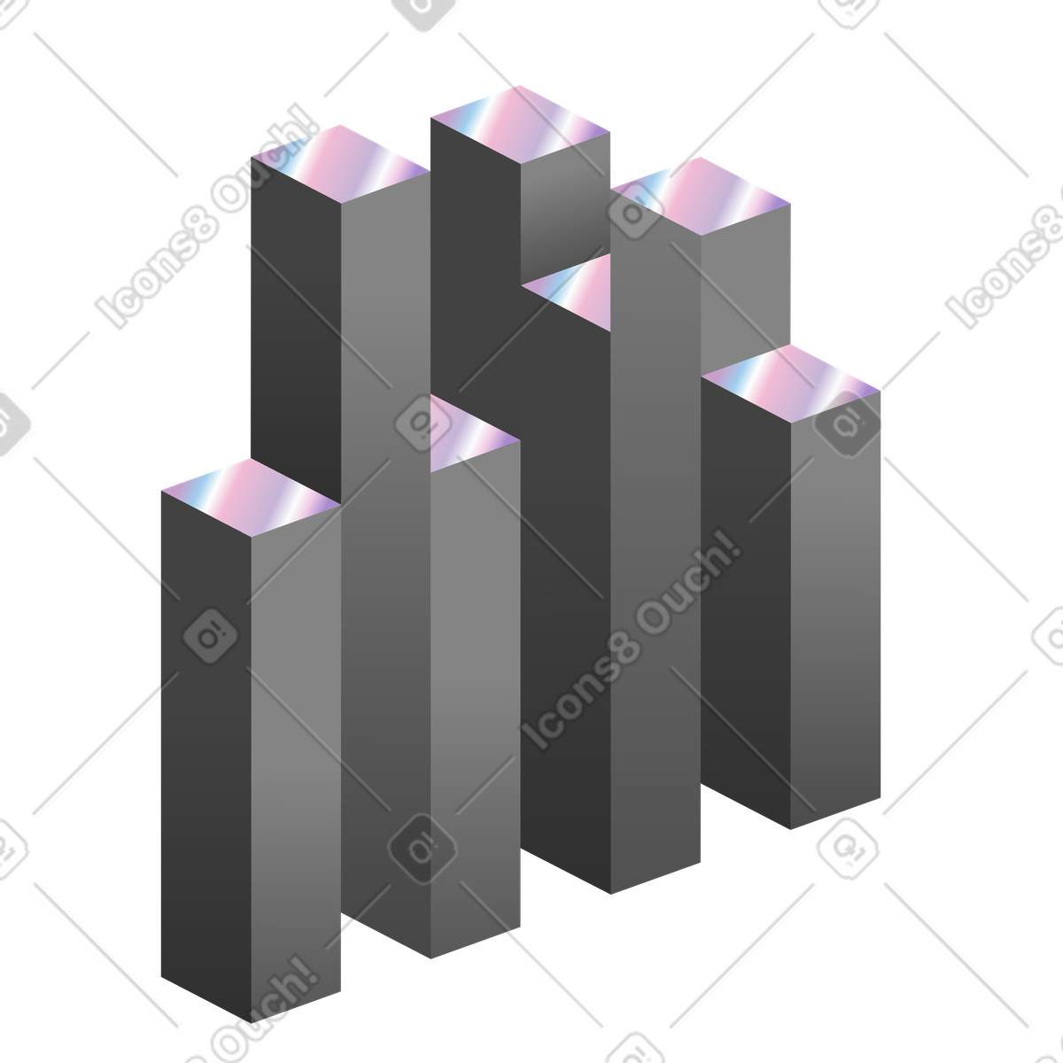Illusion 스타일의 무지개빛 꼭대기가 있는 등각 투영 기둥 일러스트레이션 PNG, SVG 다운로드