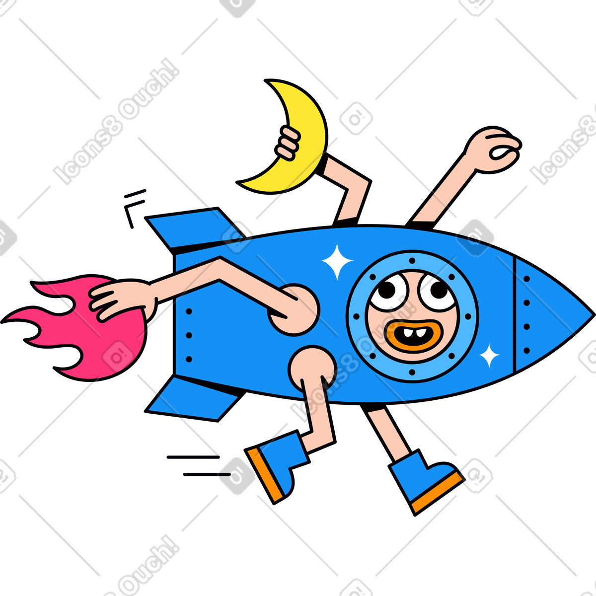 下载 Droll 风格的 火箭中的角色 插画，支持 PNG、SVG 格式