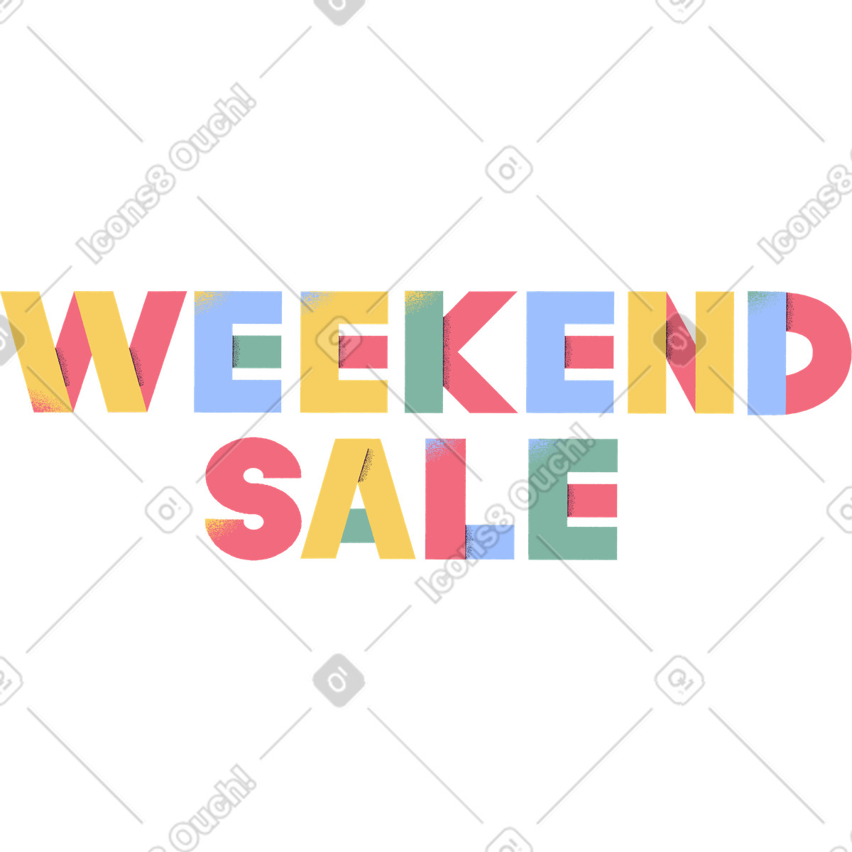 Ilustración Venta de fin semana letras en estilo Pablo a descargar en PNG y SVG