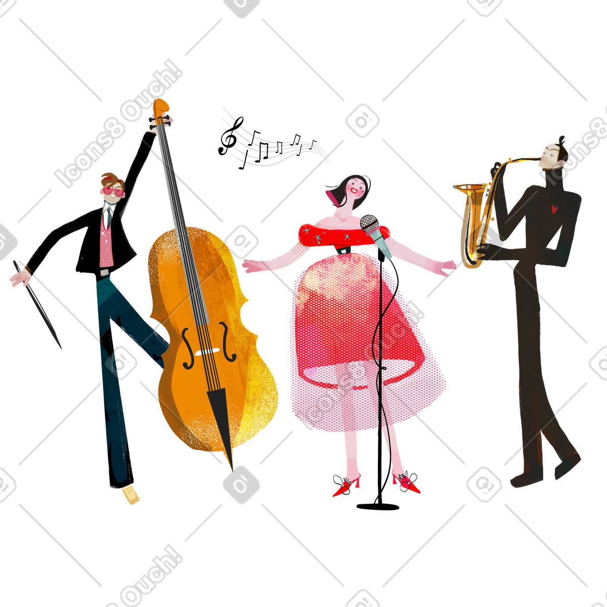 Banda di musica dal vivo illustrazione in stile Fabulous scarica in PNG, SVG