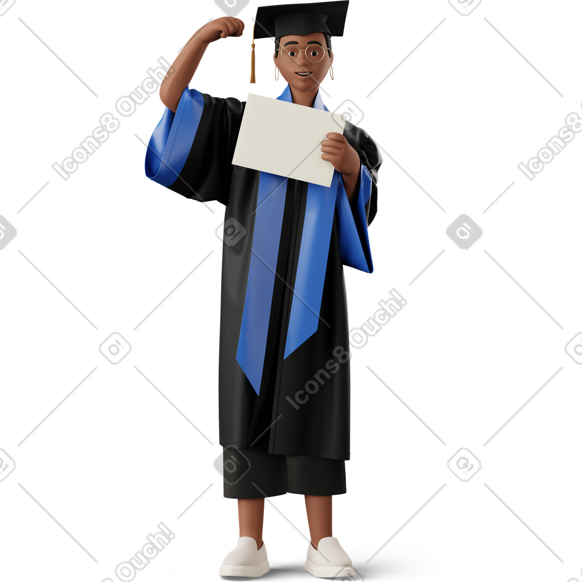 Graduated student holding diploma illustration Bachelor's Degree clipart graphics and vectors