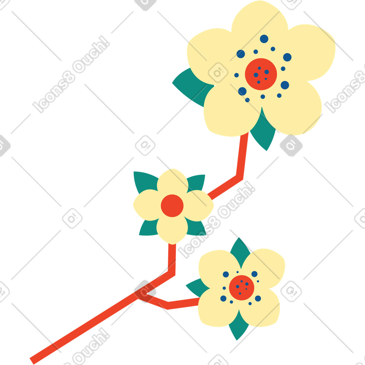 Ilustración Flor de ciruelo en estilo Polar a descargar en PNG y SVG