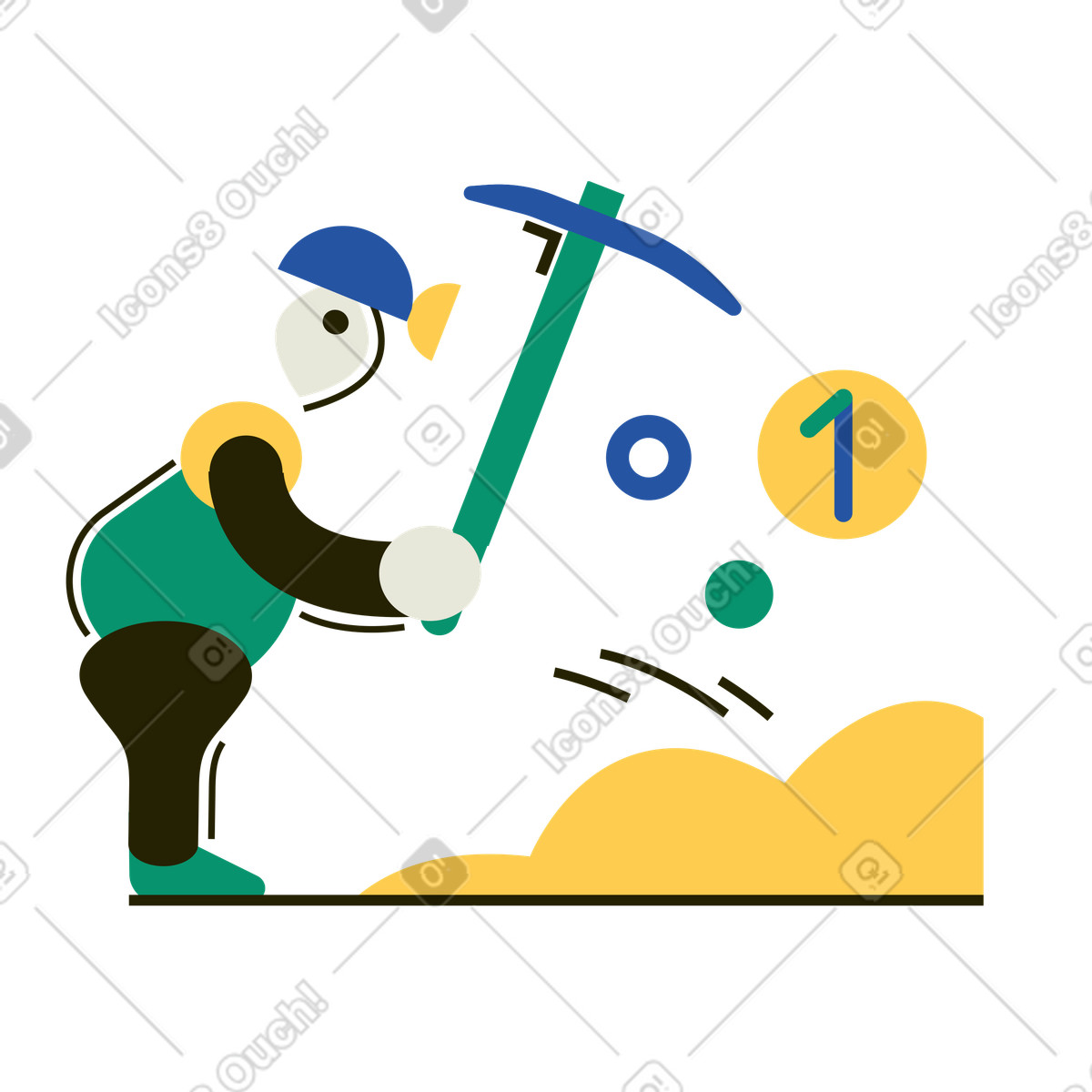 Worker mining precious metal illustration clipart collection featuring vectors and graphics