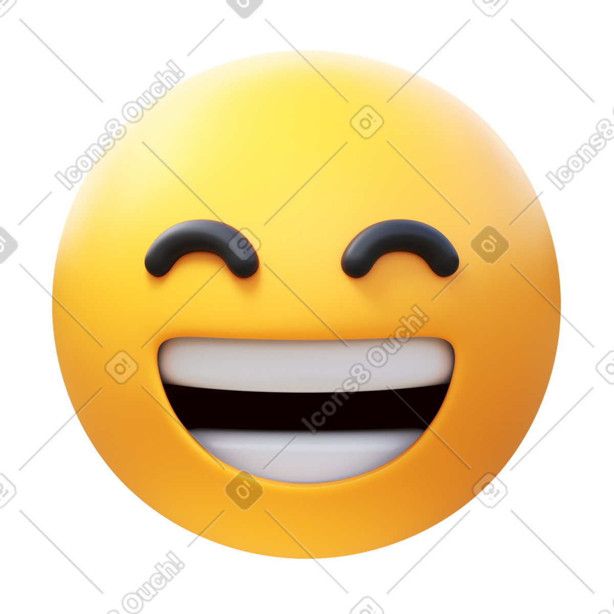 Ilustración Cara radiante con ojos sonrientes en estilo 3D Fluency a descargar en PNG y SVG