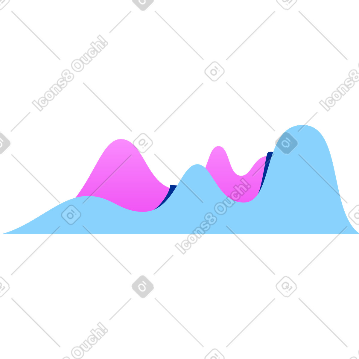 Wave charts illustration in Glossy style download in PNG, SVG