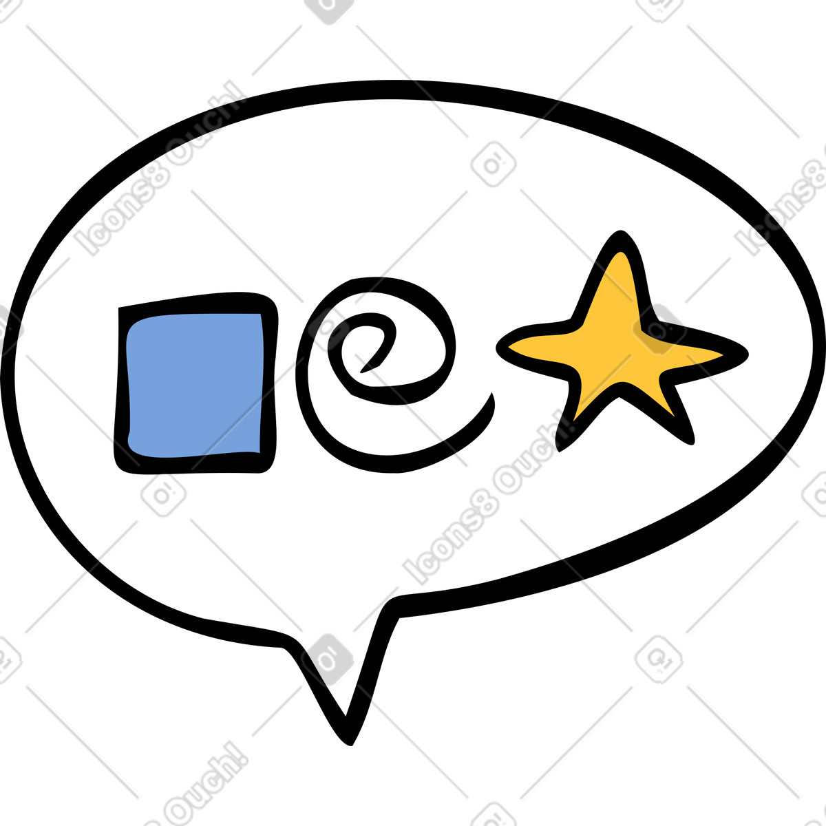 Ilustración Burbuja con símbolos en estilo Comic a descargar en PNG y SVG