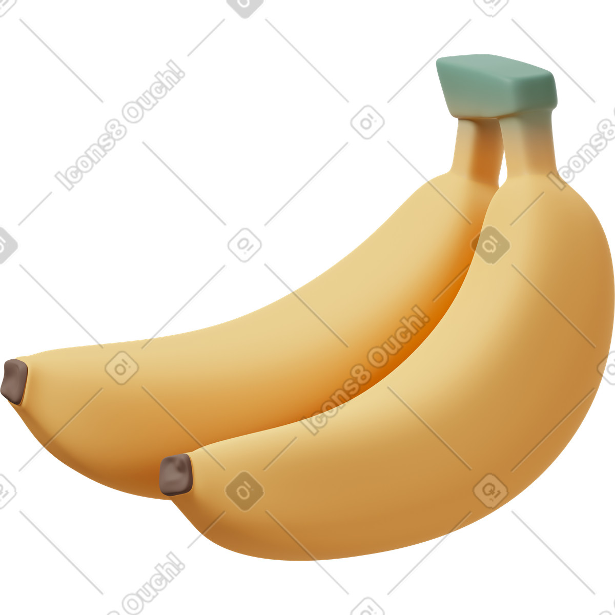 Ilustração de Two yellow bananas em no estilo 3D Casual life para baixar em PNG, SVG