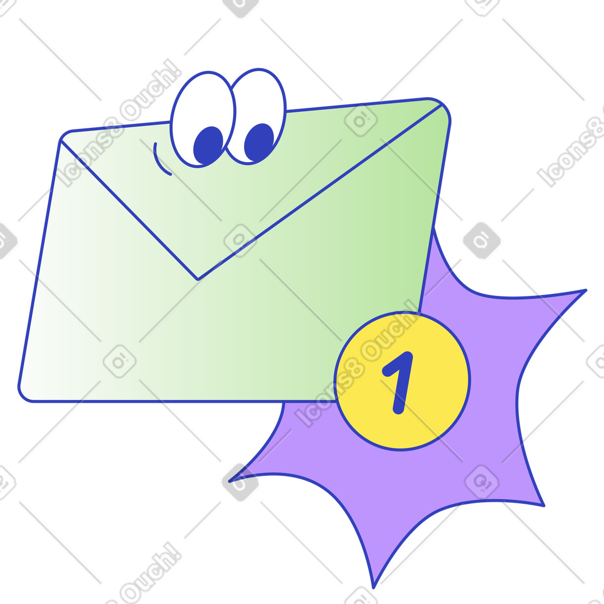 New message notification, Email alert system, Inbox update notification illustration in Eyeful style download in PNG, SVG