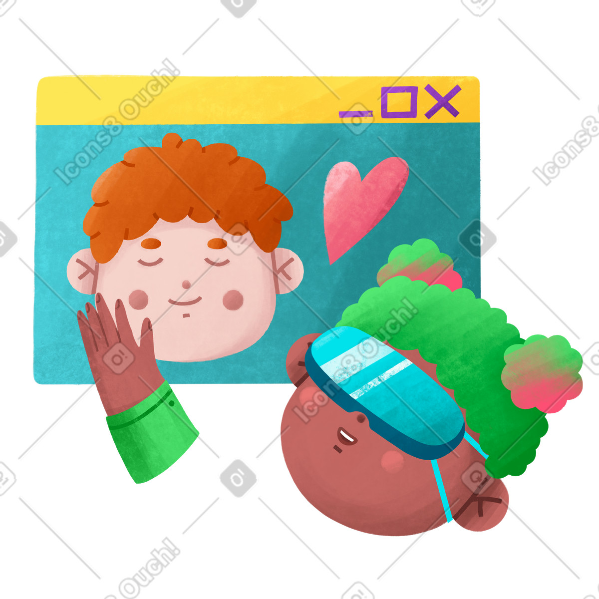 Frau mit vr-headset beim online-dating-Illustration in PNG, SVG