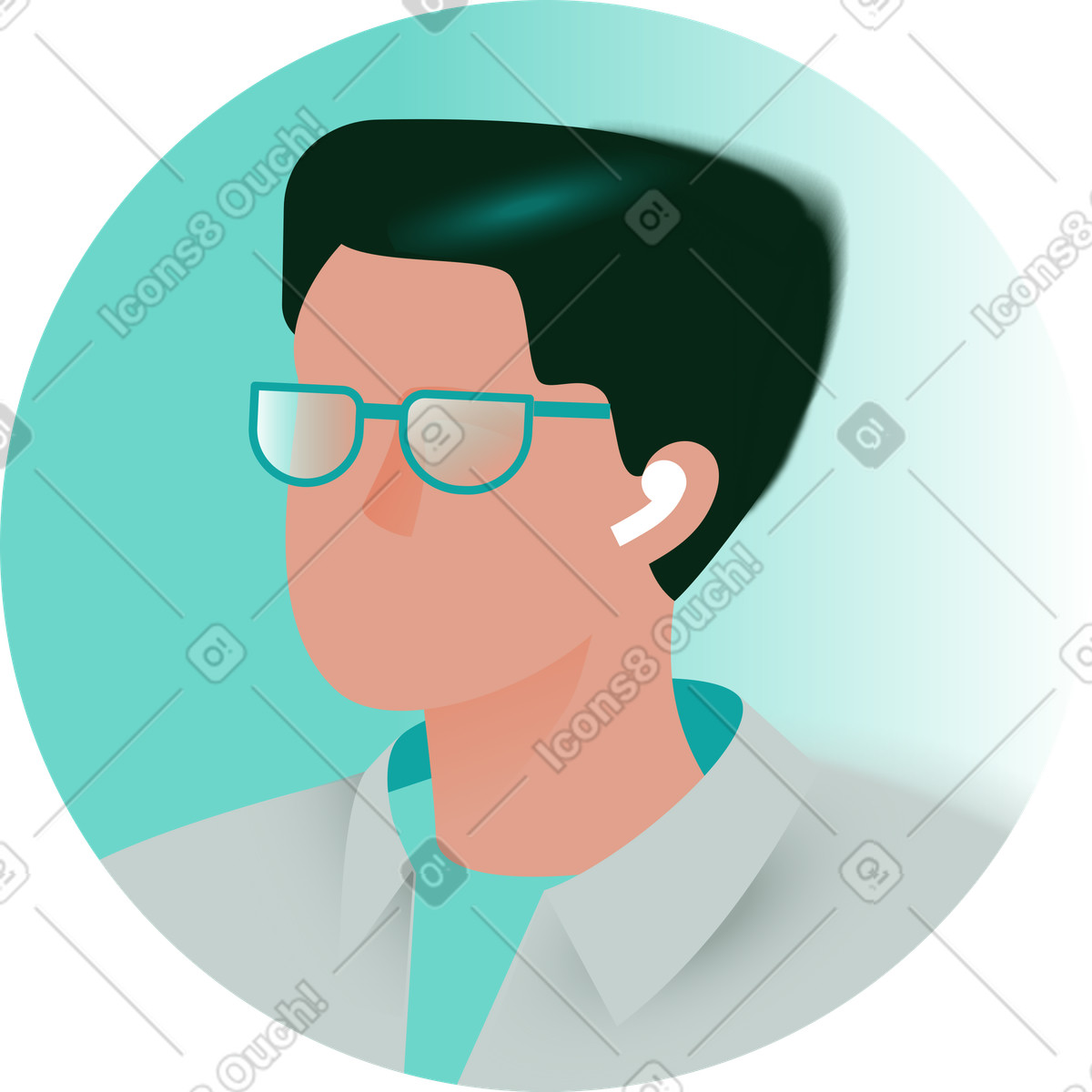 下载 Office 风格的 一个戴眼镜的男人的头像 插画，支持 PNG、SVG 格式