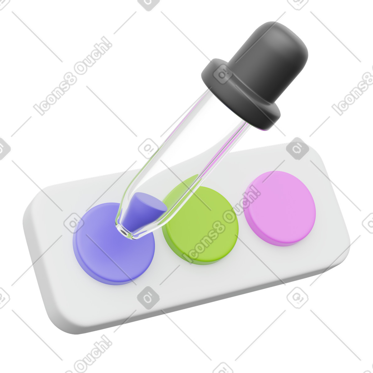 Eyedropper tool sampling color from digital swatch palette for designers-Illustration im 3D Playful-Stil als Download in PNG, SVG