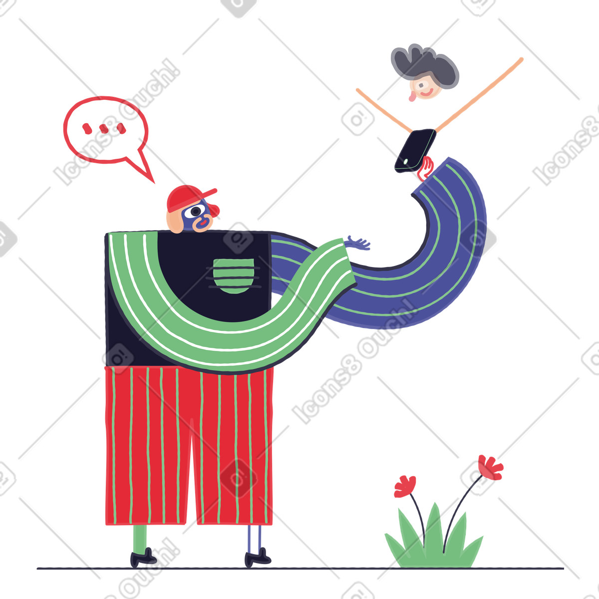Communication of the future illustration in Stripy style download in PNG, SVG