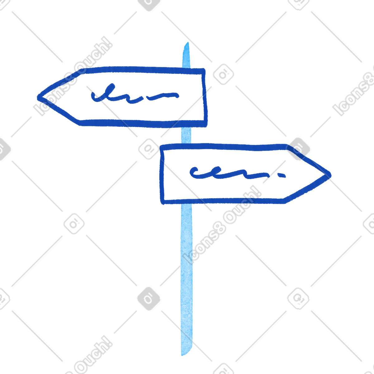 下载 Tint 风格的 Signpost arrow directions indicating two different possible travel routes 插画，支持 PNG、SVG 格式
