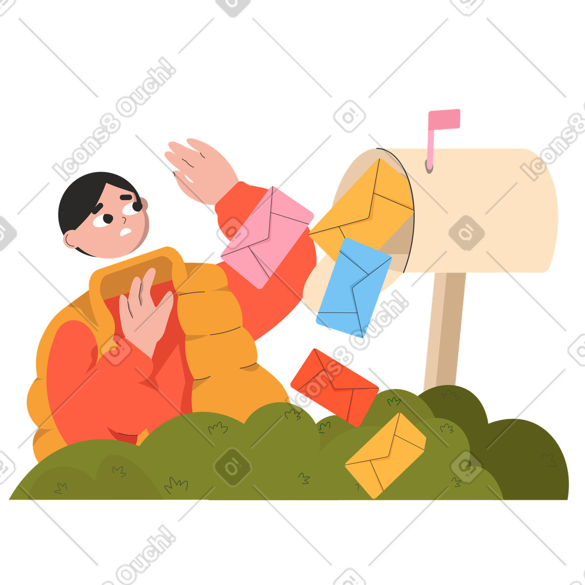 Viele briefe-Illustration im Dizzy-Stil als Download in PNG, SVG