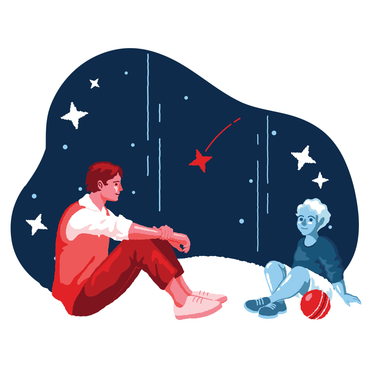 Man and boy stargazing together illustration in PNG, SVG