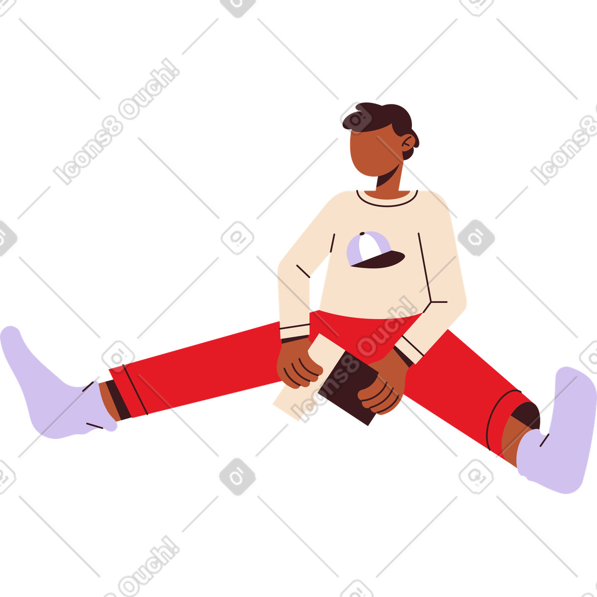下载 Folks 风格的 坐着的男孩 插画，支持 PNG、SVG 格式