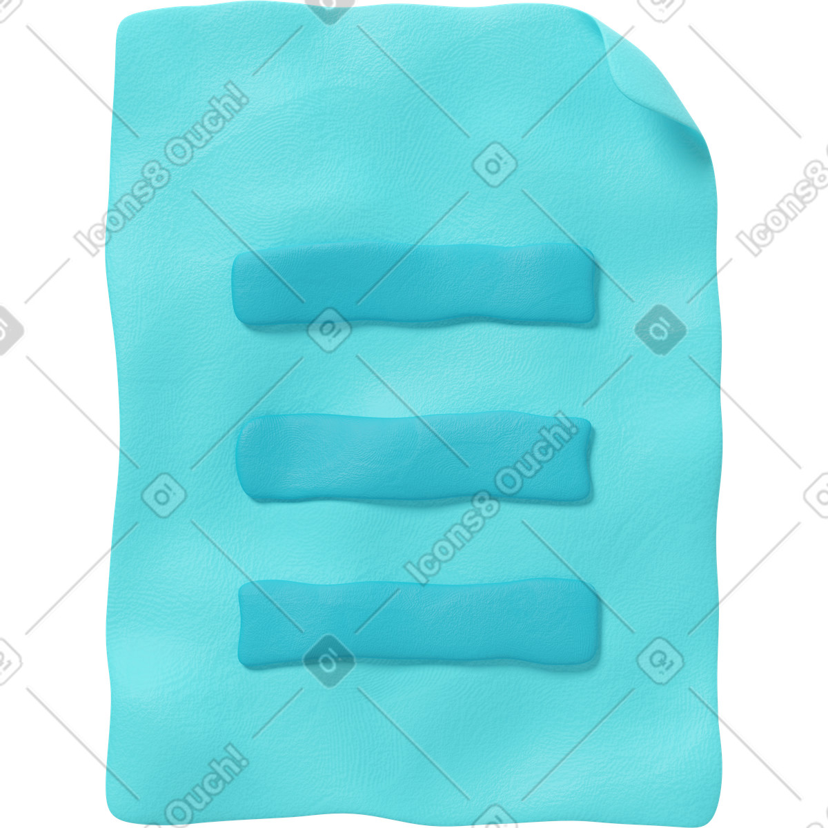 Illustration Icône de document bleu clair dans le style 3D Plastilina à télécharger aux formats PNG, SVG