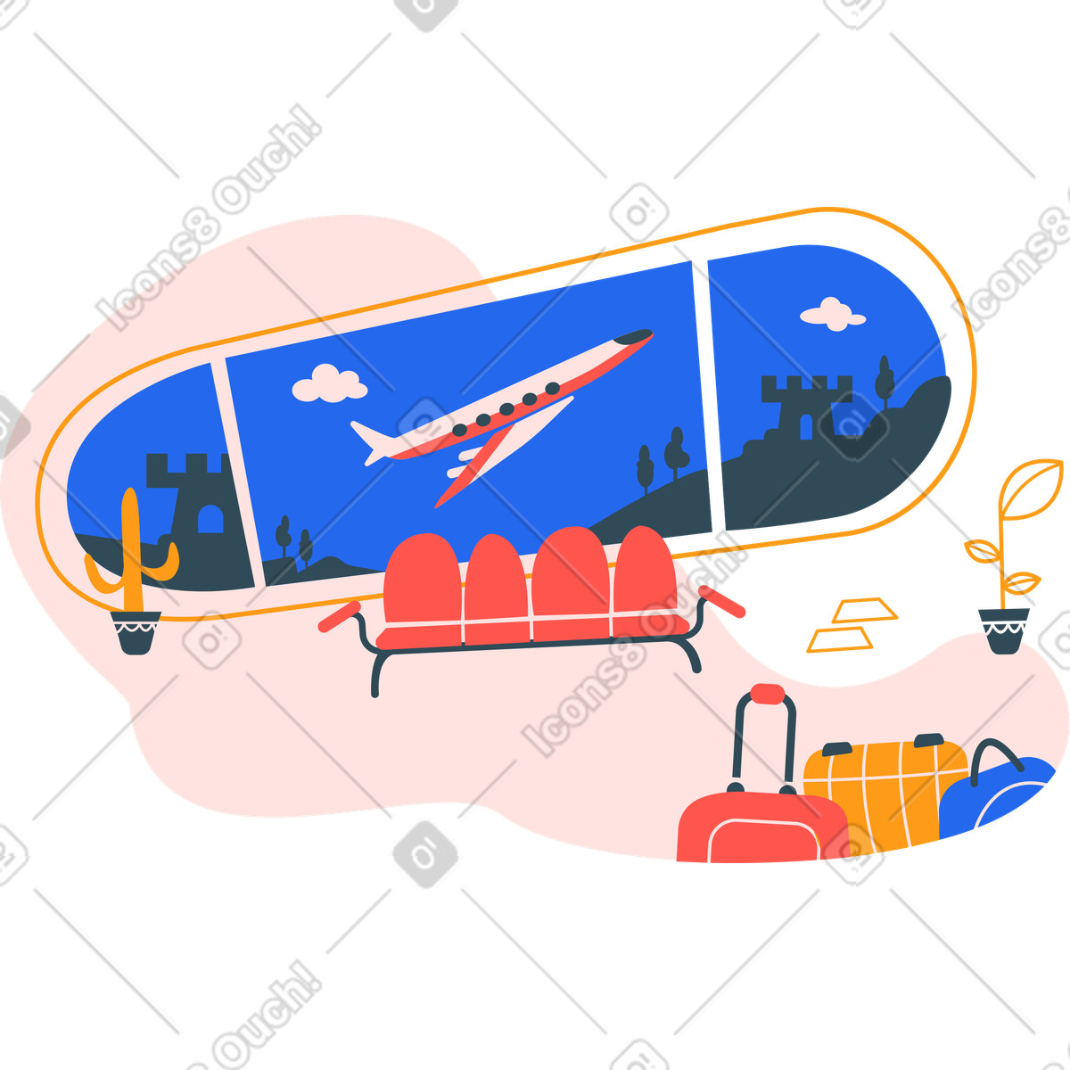 Airport illustration featuring clipart designs in PNG for vector graphics