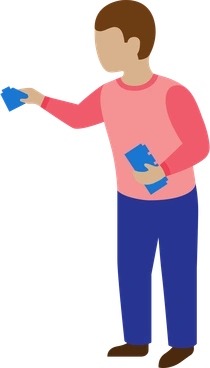 Boy with building blocks PNG, SVG