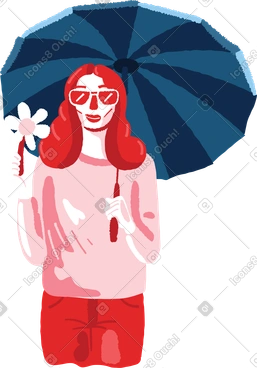 Woman under umbrella PNG, SVG