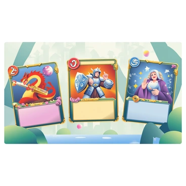 A poster featuring legendary trading cards with a fantasy theme