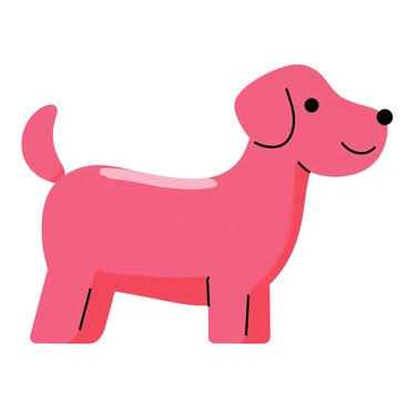 A "cute balloon animal in the shape of a dog" is created from a "red heart balloon." The balloon dog features floppy ears and a wagging tail, crafted with rounded shapes and smooth curves. Its face has two small black eyes and a smiling mouth, giving it an adorable expression. The dog stands on four short legs, which are also made from balloon shapes, and its shiny red surface reflects light, enhancing the playful appearance. The background is simple to keep the focus on the balloon dog.