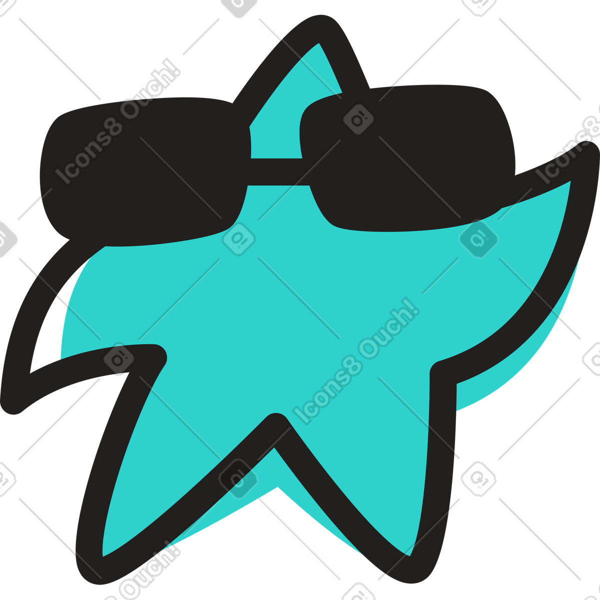 Stern mit sonnenbrille-Illustration im Little-Stil als Download in PNG, SVG