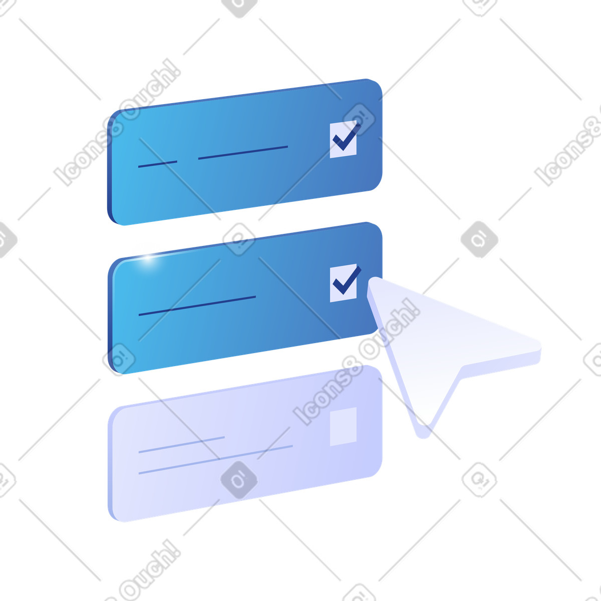 Cursore che contrassegna le attività completate, applicazione di checklist digitale illustration in PNG, SVG
