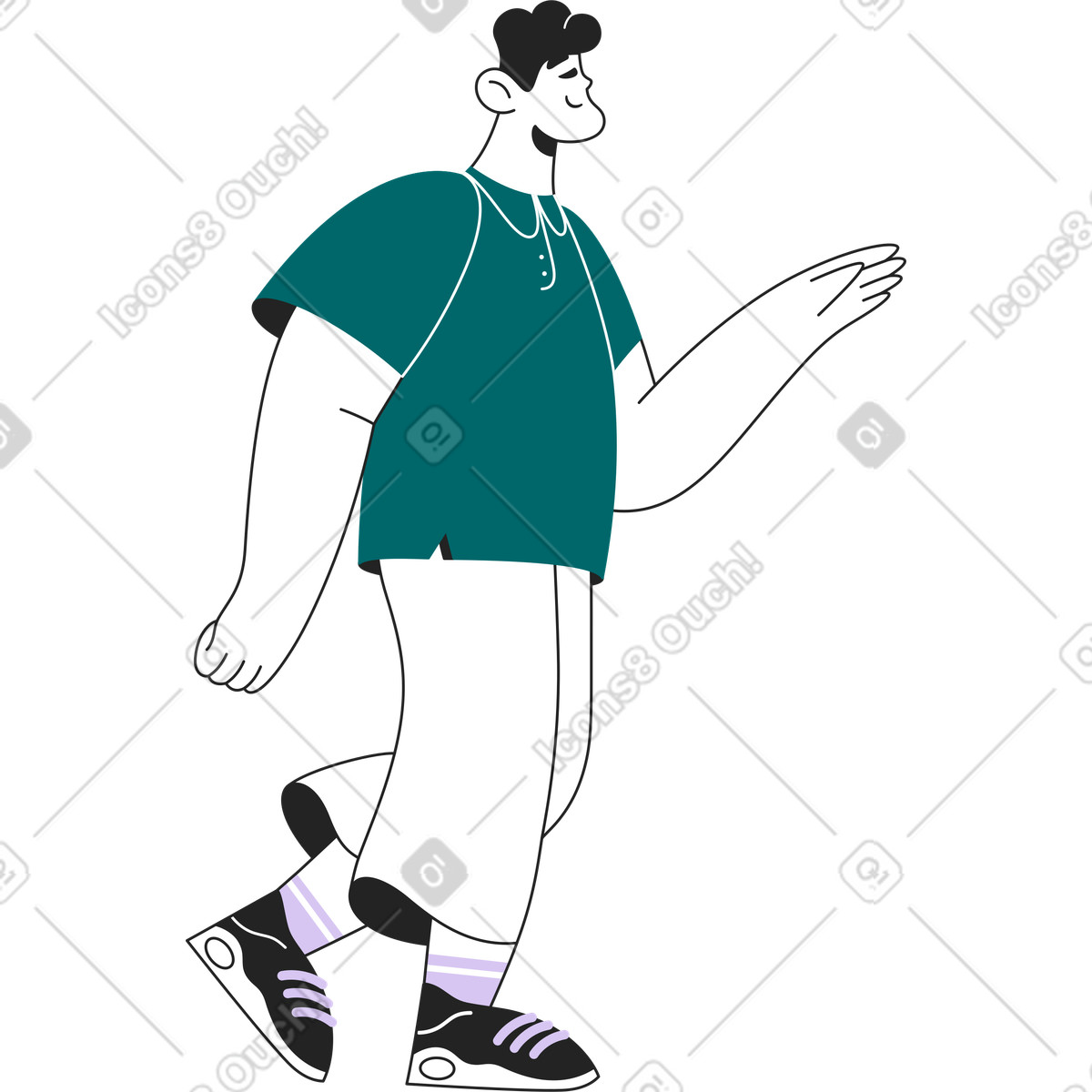Sammy Line スタイルの 幸せな男は何かを取る のイラストをPNG、SVG形式でダウンロード