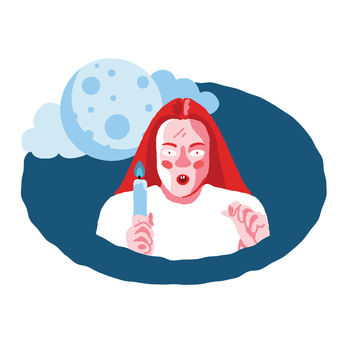 Horror bedtime story illustration in Cherry style download in PNG, SVG