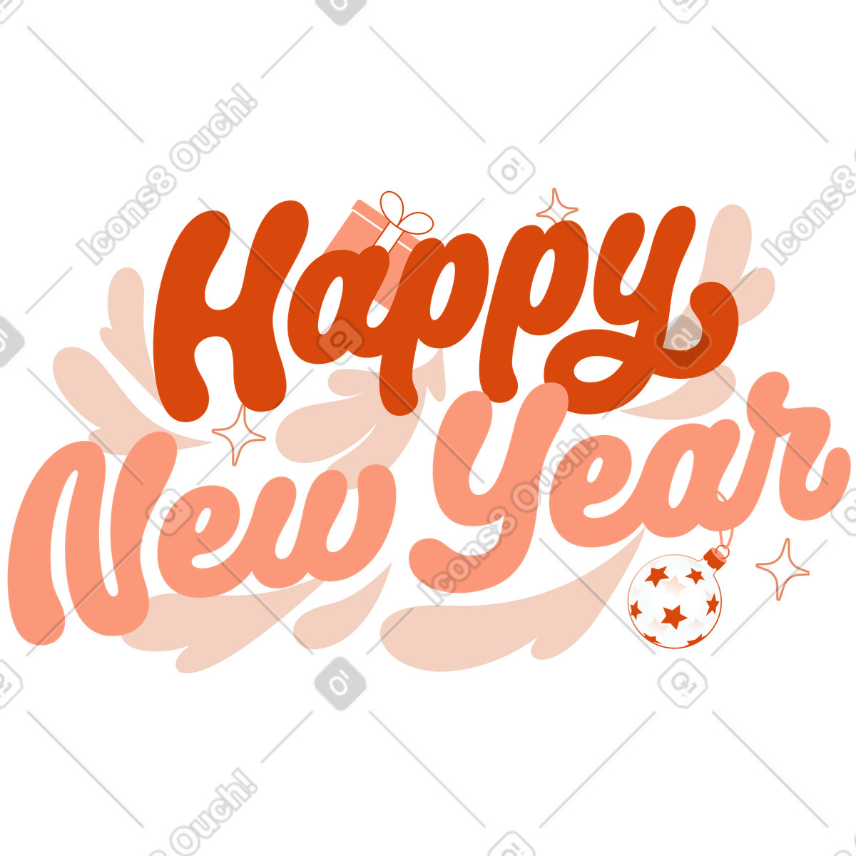 Ilustração de New Year celebration message with gifts, Event announcement poster em no estilo Orange para baixar em PNG, SVG