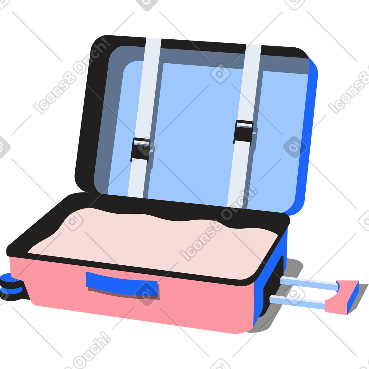 Open travel case illustration in Editorial style download in PNG, SVG