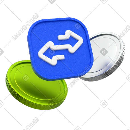 3D cryptocurrency transaction symbol with exchange arrows illustration ...