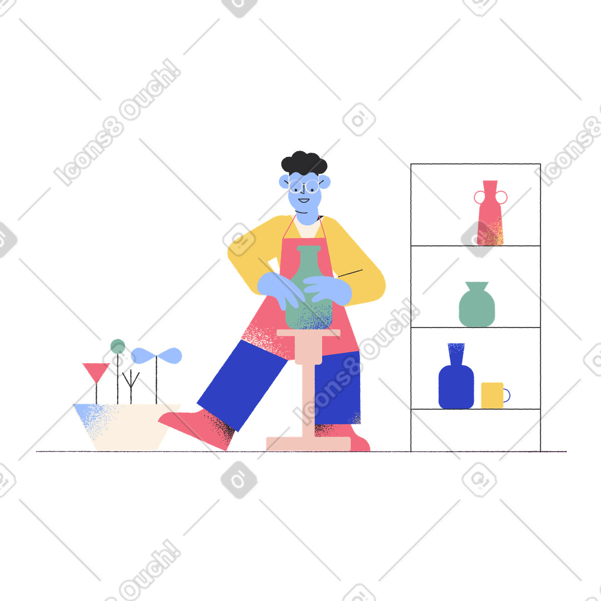 Ilustração de Potter fazendo um vaso barro em no estilo Pablo para baixar em PNG, SVG