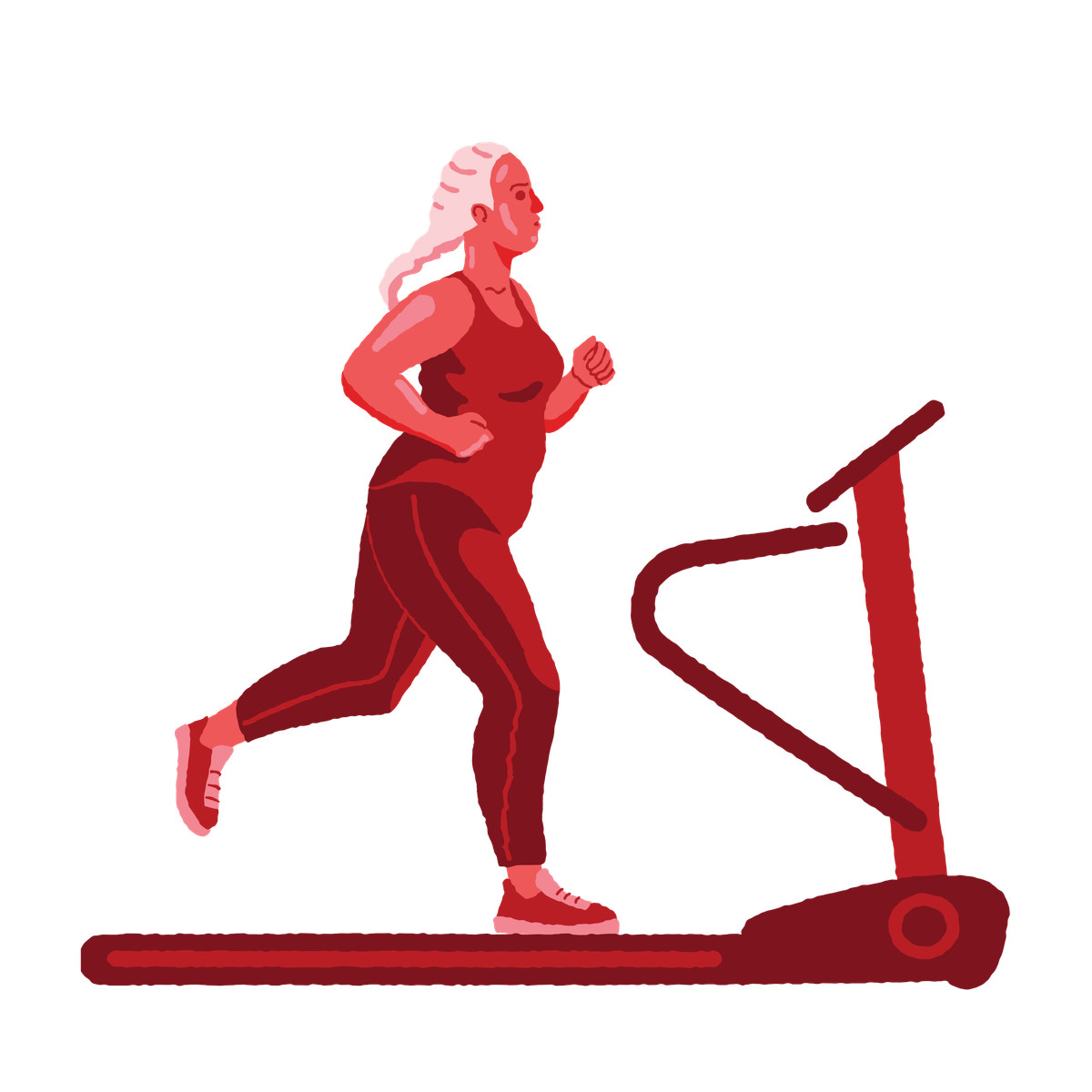 Running on a treadmill to lose weight-Illustration im Cherry-Stil als Download in PNG, SVG